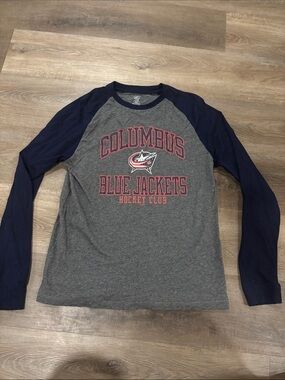 NHL Columbus Blue Jackets Long Sleeve Raglan Shirt - Gray/Navy